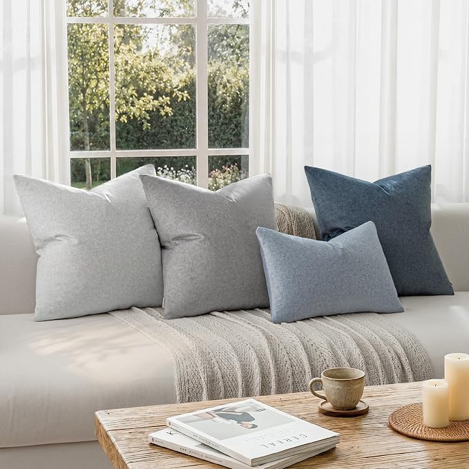 a moment Waterproof Throw Pillow Covers Set of 4,20x12 Inch Outdoor Stain Resistant Pet Friendly Pillowcases Cushion Covers for Patio Sofa and Living Room,Ocean's Dream