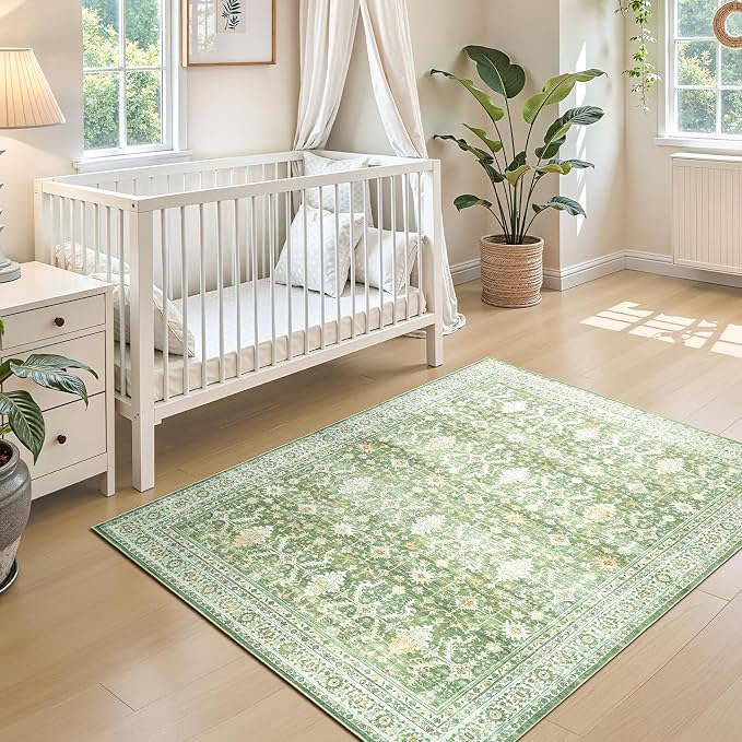 Lofus 3x5 Area Rug for Entryway, Light Green Non Slip Area Rugs for Kitchen, Washablee Soft Rugs for Bedroom, Living Room, Tool Room Nursery Kids Room Decor