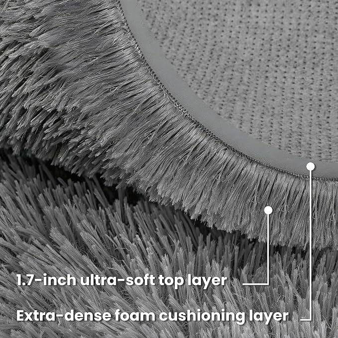 Light Gray ack Round Fluffy Rug 5ft Plush Fuzzy Shaggy Carpet,Soft Rugs for Living Room for Nursery,Preppy Dorm,Classroom,Playroom,Teen,Baby Home Decor (Light Gray 5"x5")