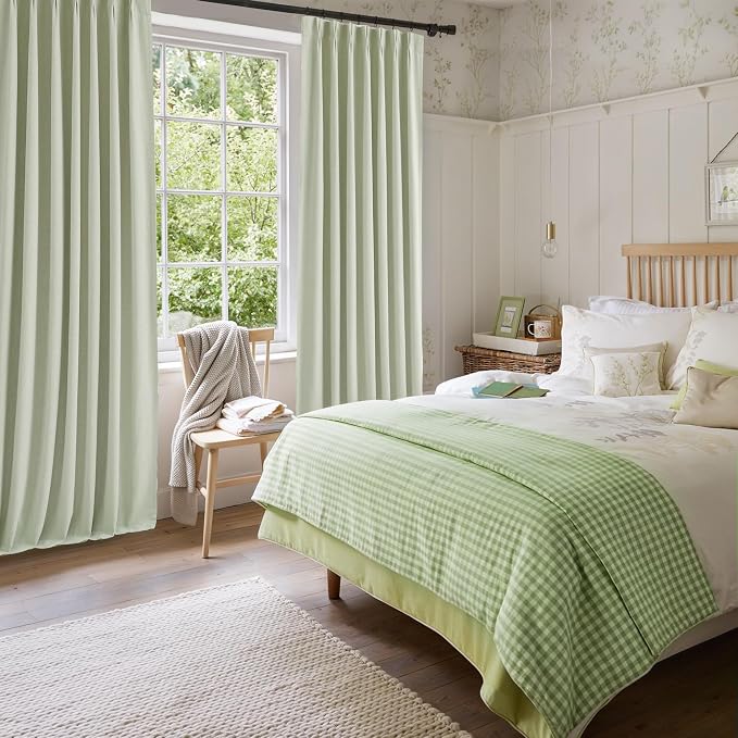 WEST LAKE Pinch Pleated Full Blackout Curtain Panels 108 Inches Long | Soft Green Linen Blended Drapes for Bedroom Living Room,Contemporary Window Treatment,Back Tabs,40"Wx108"Lx2