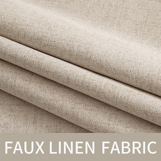 MIULEE Linen Textured Curtains for Bedroom Solid 100% Blackout Thermal Insulated Taupe Grommet Room Darkening Curtains & Drapes Luxury Decor for Living Room 52 x 45 Inch (2 Panels)