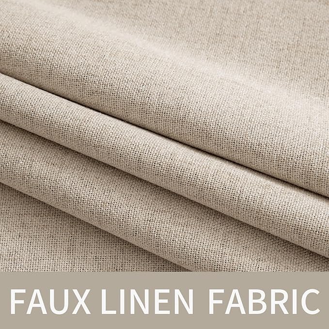 MIULEE 90 Inches Linen Textured Curtains for Bedroom 100% Blackout Thermal Insulated Taupe Grommet Room Darkening Curtains & Drapes Luxury Decor for Living Room 52 x 90 Inch (2 Panels)