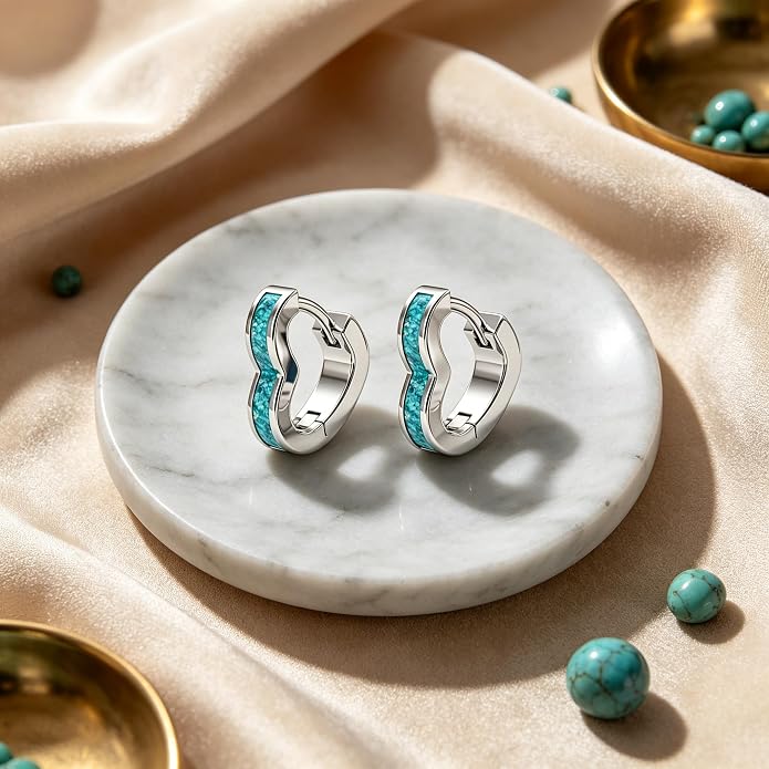 Opal/Turquoise Huggie Earrings 925 Sterling Silver Opal/Turquoise Small Animal Huggie Hoop Earrings Animal Huggies Earring Jewelry Gifts for Women Mom Her