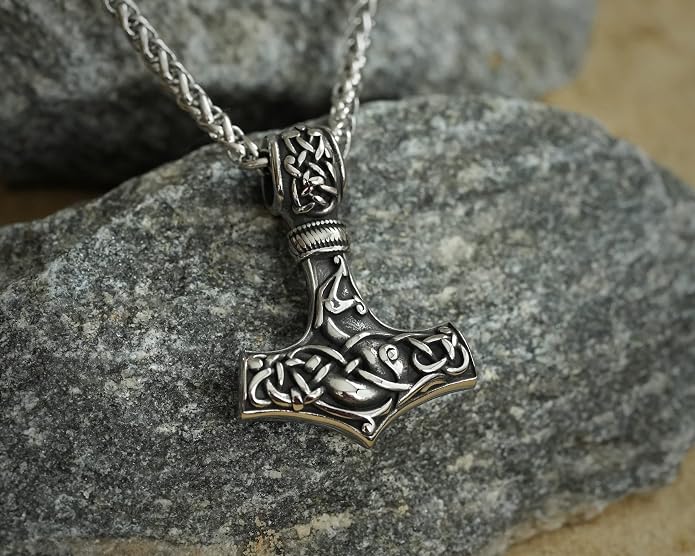 Baldur Jewelry - Thors Hammer Necklace Pendant Mjölnir - Viking Norse Thor Hammer Pendant Viking Jewelry - Thor Necklace - Thor Gifts for Men - Viking Necklace for Men