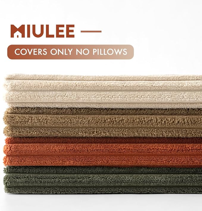 MIULEE Boho Farmhouse Throw Pillow Covers 20x20 Inch Set of 4 Western Modern Decorative Cushion Covers Soft Corduroy Fall Home Decor for Couch Bed Sofa Living Room Rust-Olive Green Gradient Series