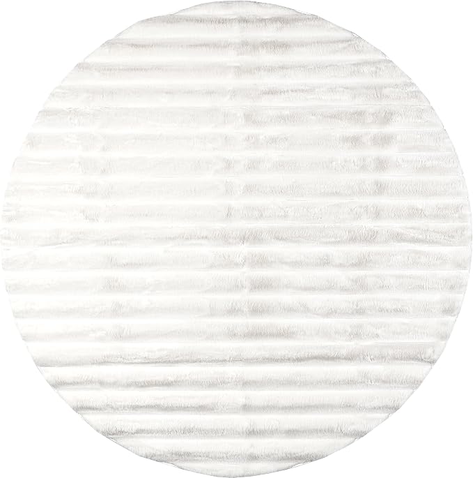 nuLOOM Kai Off White Striped Washable Area Rug, 5' Round | Nuloom Kai Striped 5' Round Machine Washable Area Rug for Living Room Bedroom Dining Room, Off White