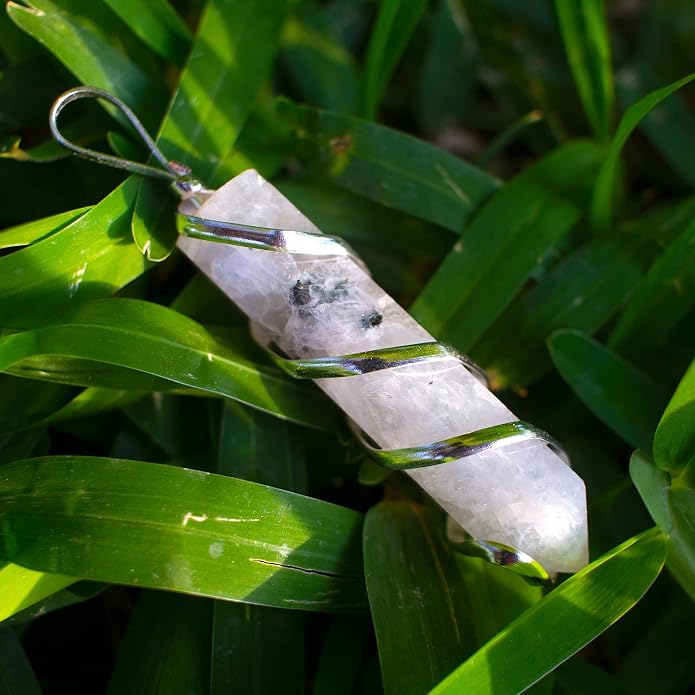 Rainbow Moonstone Healing Crystal Necklace - Lunar Pendant Balance, Inner Light, Love & Creativity