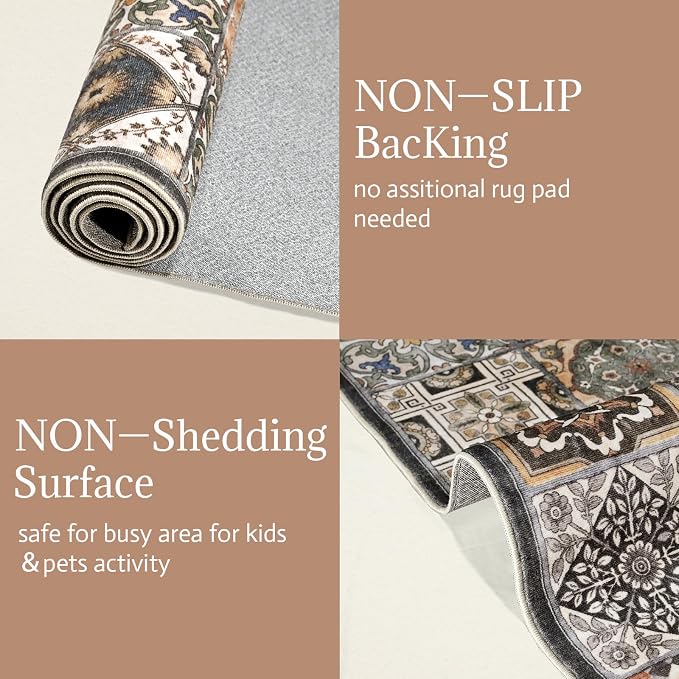Machine Washable Entryway Small Area Rugs: Soft Non-Slip Low Pile Door Mat Indoor Entrance 2x3 ThrowRug for High-Traffic Areas Kitchen, Hallway, Farmhouse Decor