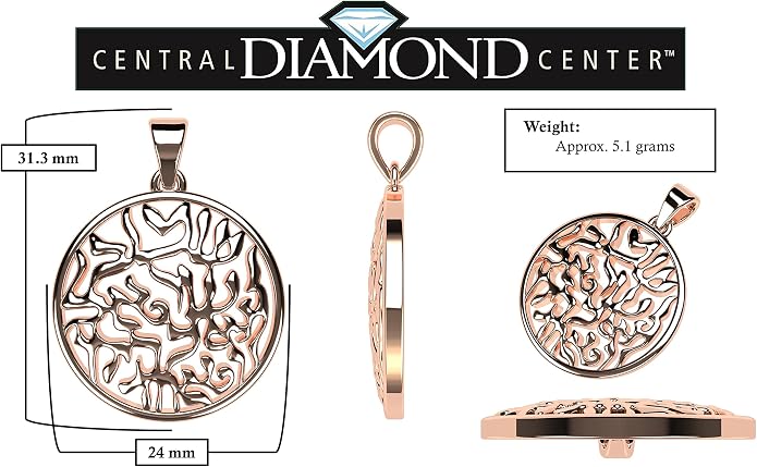 Central Diamond Center Shema Israel Full Hebrew Prayer Pendant Necklace in Solid Sterling Silver