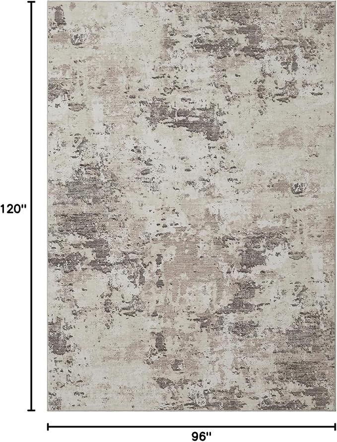 ROYHOME Modern Abstract Area Rug 8x10 Non Slip Non Shedding Rug Low Pile Stain Resistant for Bedroom Living Room,Brown Grey