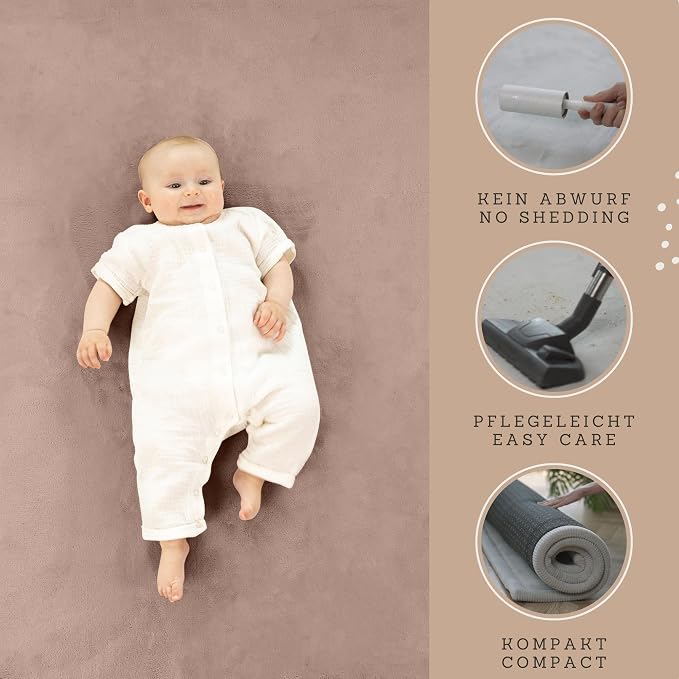 Hakuna Matte CloudSoft Baby Play Mat for Floor 60" x 80" Brown | Coral Velvet high-density foam Rug for Crawling & Cozy Play – Non-Slip, Water-Resistant, Easy-CareTummy Time Mat