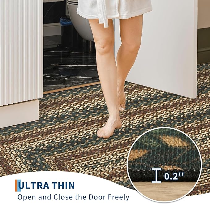 GarveeHome Washable 4x6 Area Rug Living Room Modern Easy Jute Area Rugs | Non Slip Stain Resistant Braided Living Room Throw Carpet Low Pile Easy Jute Rugs for Bedroom Kitchen,Rust