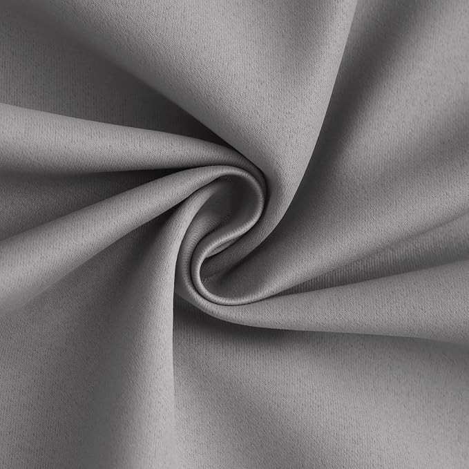 Yakamok Dove Grey 100% Blackout Curtains 84 Inches Long 50" Wide 2 Panel | Blackout Curtain Panels for Bedroom, 2 Thick Layers Grommet Top Thermal Insulated Drapes with White Back for Living Room