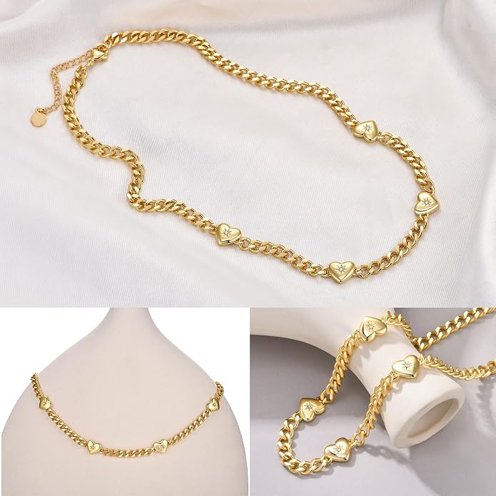 Natural Freshwater Baroque Pearl Necklace 14K Gold Plated Dainty Choker Necklace for Women Girls Snake Chain/Cuban Link/Paperclip/Ball Beaded Chain/Tennis Chain Fashion Jewelry for Gift