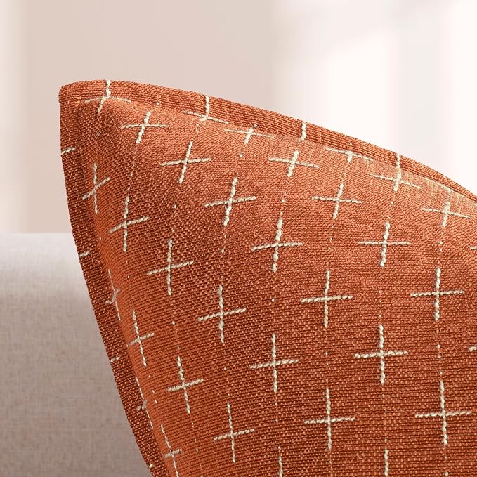 ZWJD Pillow Covers 26x26 Set of 2 Soft Polyester Textured Pillow Covers with Stylish Flange Edge Cozy Farmhouse Throw Pillows for Couch Bed Sofa Living Room