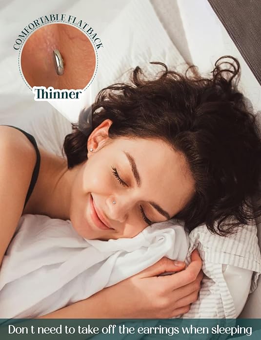 Nose Rings Studs Flat Back Earrings Hypoallergenic - Threadless Surgical Steel Nose Ring Studs Cartilage Earring Monroe Nostril Labret Medusa Tragus Conch Helix Piercing Jewelry for Women Men 28Pcs