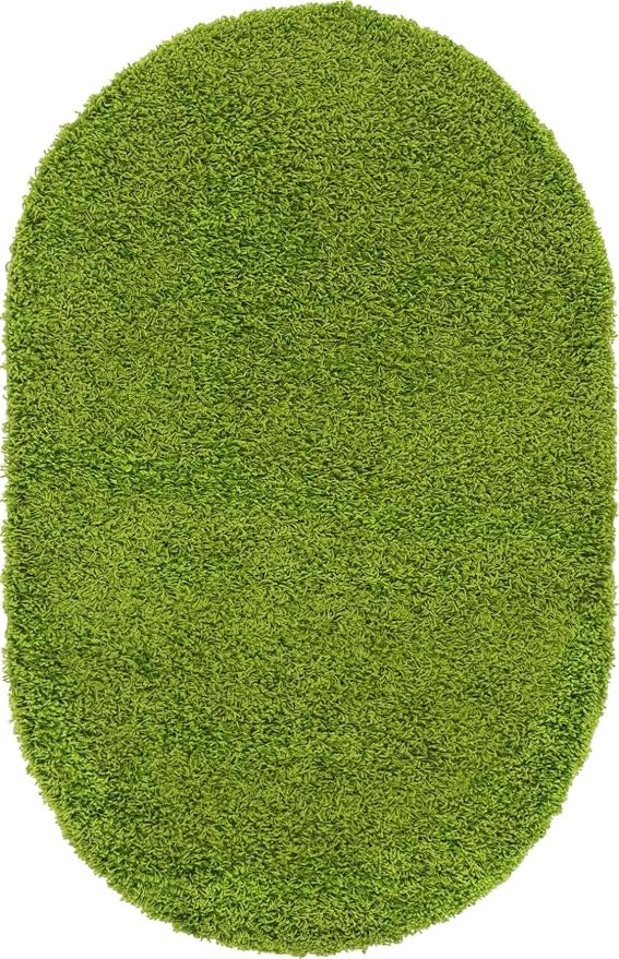 Unique Loom Solid Shag Collection Area Rug (3' 3" x 5' 3" Oval, Grass Green)