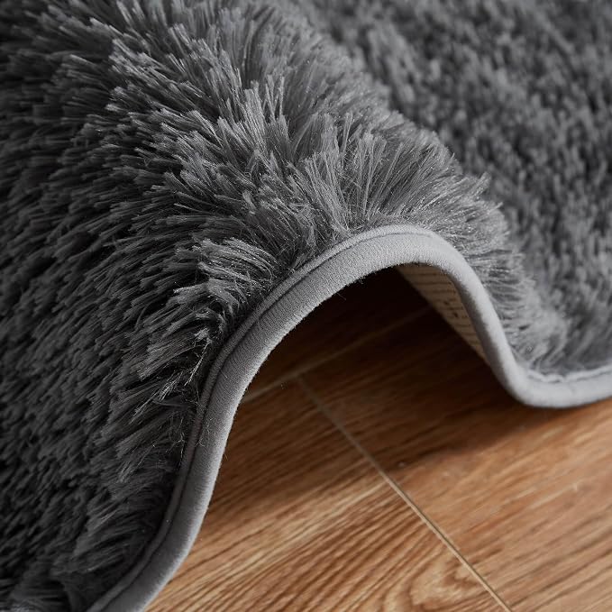 Floralux Bedroom Rugs 6x9, Dark Grey Shag Area Rug, Ultra Soft Fluffy Furry Carpet for Bedroom, Non-Slip Indoor Floor Carpets for Kids Boys Girls Dorm, Nursery, Home Decor Aesthetic