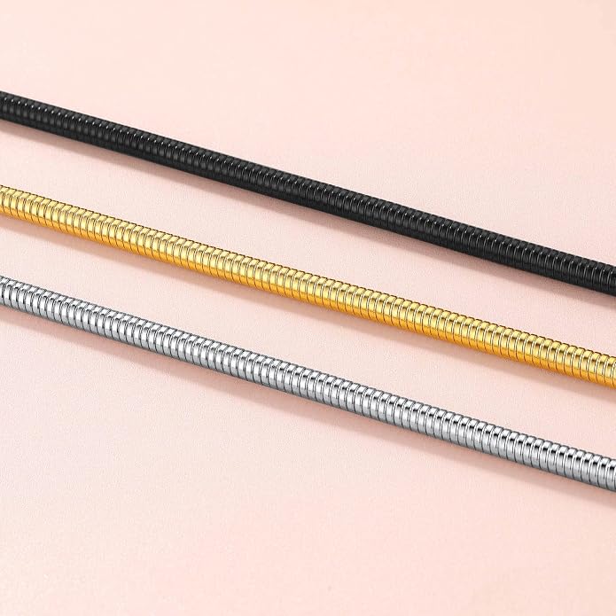 FindChic Black/14K Gold Plated Herringbone Choker Chain Necklace for Women | Waterproof Stainless Steel, Dainty Layering, Flat Snake Chain, Non-Tarnish, Hypoallergenic, Adjustable Extender, Gift Box