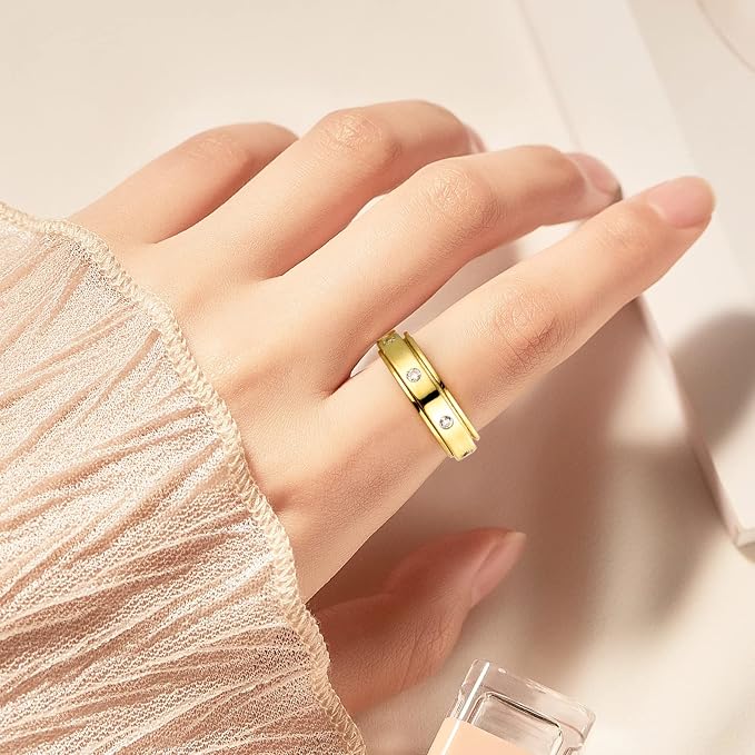 Fidget Ring Spinner Ring for Anxiety Women Men Daughter Real S925 Sterling Silver Fidget Ring