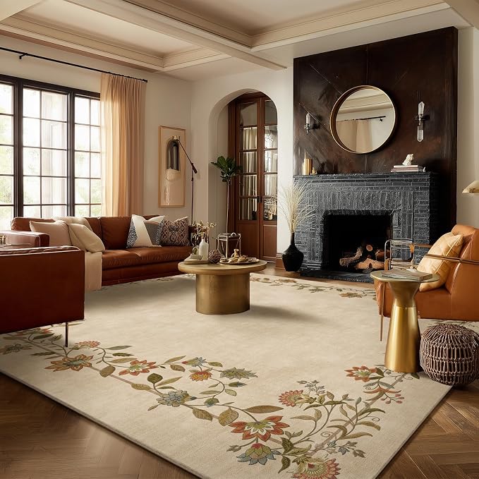 palohom 10x14 Area Rugs for Living Room: Washable Rug Stain Resistant Non Slip Low Pile Faux Wool Ultra Soft Lightweight Large Rugs for Bedroom Dining Room Under Table Rug Home Office Nursery Indoor