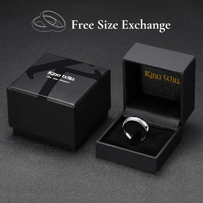 King Will Tungsten Carbide Wedding Band for Men Women Promise Rings for Couples Domed High Polish
