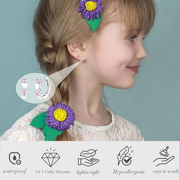 10/12 Pairs Hypoallergenic Flat Back Earrings - Stainless Steel Set for Sensitive Ears - Cute Girls & Toddler Earrings