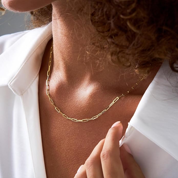 BAYLAY Gold Chain Necklace for Women - 18K Gold Plated Necklace Chain Dainty Gold Necklace for Women Gold Chain Gold Necklace Gold Jewelry Gifts Size 16/18/20/22/24/26 Inch