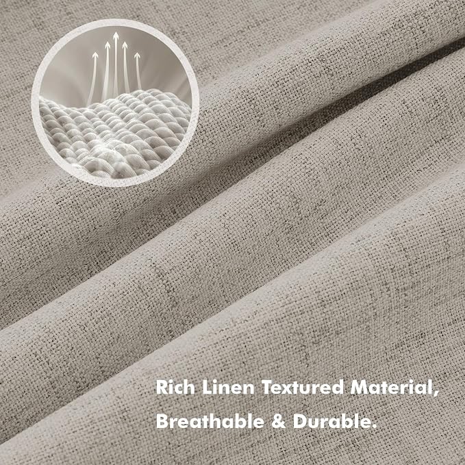 MIULEE 100% Blackout Linen Curtains 42 x 96 Inch Pebble Taupe 2 Panels | Thermal Insulated, Room Darkening Drapes for Bedroom Living Room, Back Tab Rod Pocket Pinch Pleated, Solid Luxury Decor
