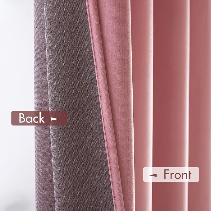 MIULEE Pink Blackout Velvet Curtains Drapes 84 Inch Long 52"x84" Bedroom | Luxurious Bedroom Living Room Decor, Room Darkening, Thermal Insulated, Rod Pocket Design, Super Soft Fabric