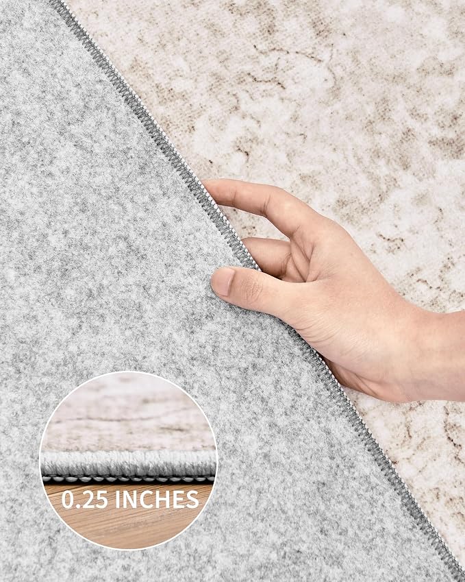 Art&Tuft Runner Rug 2'6"x6' - Anti-Slip Backing Abstract Runner Rug No Slip, Stain Resistant Runners for Hallways, Kitchen, Living Room, Foldable Machine Washable Area Rug (2'6"x6', Beige)
