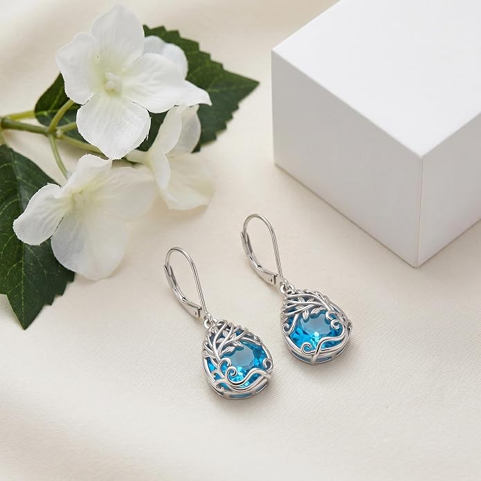 Teardrop Tree of Life/Filigree Earrings for Women Dangle Leverback Earrings Jewelry Gift Anniversary For Her