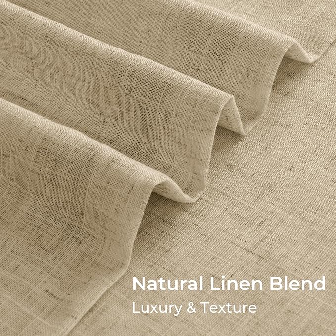 CAPALOCA Oatmeal Linen Pinch Pleated Curtains Blackout, 100% Black Out Curtains 102 inch Long for Bedroom, Blackout Thermal Insulated Pinch Pleated Drapes for Living Room, 40" W x 102" L, 2 Panels Set