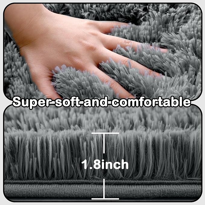 Area Rug 10x12 for Living Room Grey - Large Shag Soft Carpet | Cloud-Soft Comfort: Microfiber Memory Foam - Bare Feet Love The Sink-In Softness Your Whole Family Enjoys Every Day