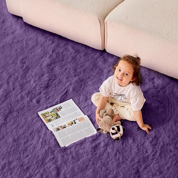 OPPODREAM 8x10 Purple Rugs for Bedroom, Ultra-Soft Fluffy Area Rugs for Living Room, 8 x 10 Shag Carpet for Nursery, Kids, Girl, Boy, Baby, Plush, Fuzzy, Shaggy, Cute Home Decor