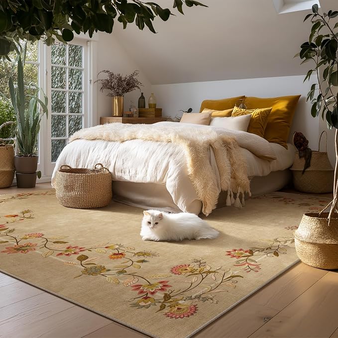 10x14 Area Rugs for Living Room: Washable Rug Stain Resistant Non Slip Low Pile Faux Wool Ultra Soft Lightweight Large Rugs for Bedroom Dining Room Under Table Rug Farmhouse Nursery Home Office Indoor