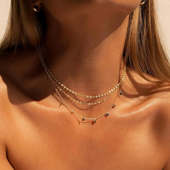 BAYLAY Gold Chain Necklace for Women - 18K Gold Plated Necklace Chain Dainty Gold Necklace for Women Gold Chain Gold Necklace Gold Jewelry Gifts Size 16/18/20/22/24/26 Inch
