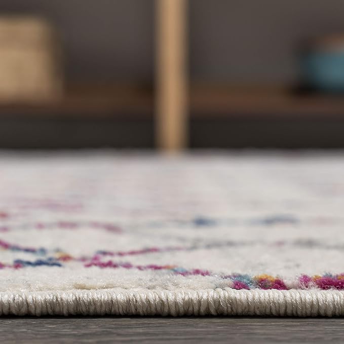 JONATHAN Y Boho Vintage Diamond Ivory/Multi Runner Rug 2X10 ft, Moroccan Hype for Living Room, Bedroom, Kitchen, Office, Easy-Cleaning, High Traffic, Pet-Friendly, Non-Shedding (MOH101E-210)