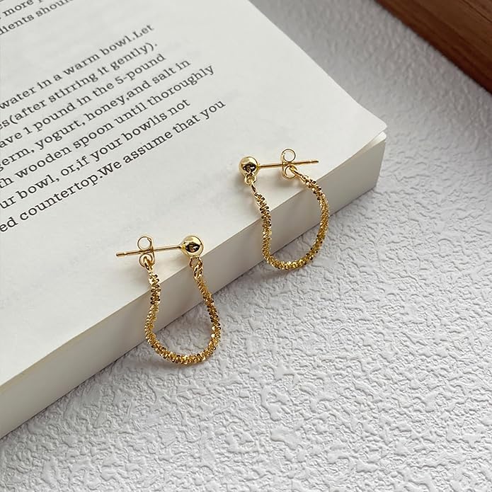925 Sterling Silver Tassel Chain Dangle Earrings for Women Sparkling Long Fringe Dangle Drop Earrings Bling Line Minimalist Wedding Studs Earring Jewelry Birthday Christmas Gifts for Her