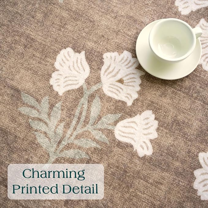 Non Slip Washable Hallway Runner Rug - 2.5x12 Extra Long Tan Kitchen Runner Rug Soft Boho Runners for Hallways Vintage Floral Scalloped Area Rug for Bedroom Entryway Foyer Stair Runner Decor