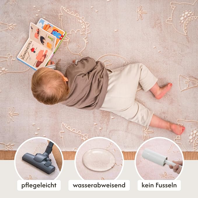 Hakuna Matte GlowCloud Baby Play Mat for Floor 47”x 67” Dinosaurs | Coral Velvet high-density foam Rug for Crawling & Cozy Play – Non-Slip, Water-Resistant, Easy-Care Tummy Time Mat
