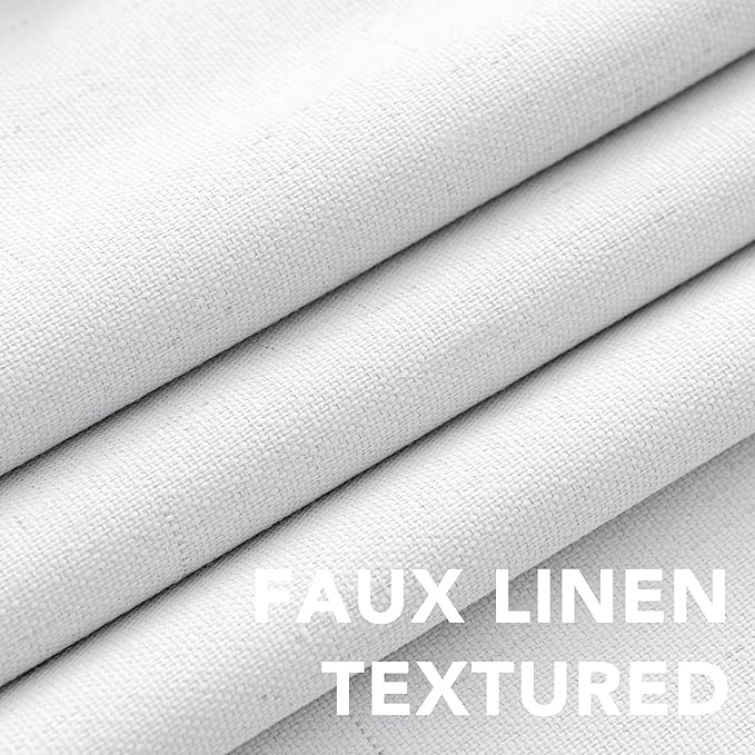 H.VERSAILTEX Linen Blackout Curtains Durable Thick Textured Linen Look 100% Blackout Patio Door Curtain Anti Rust Grommet Extra Wide Sliding Door Curtain Panel, W100 x L84 inch - White