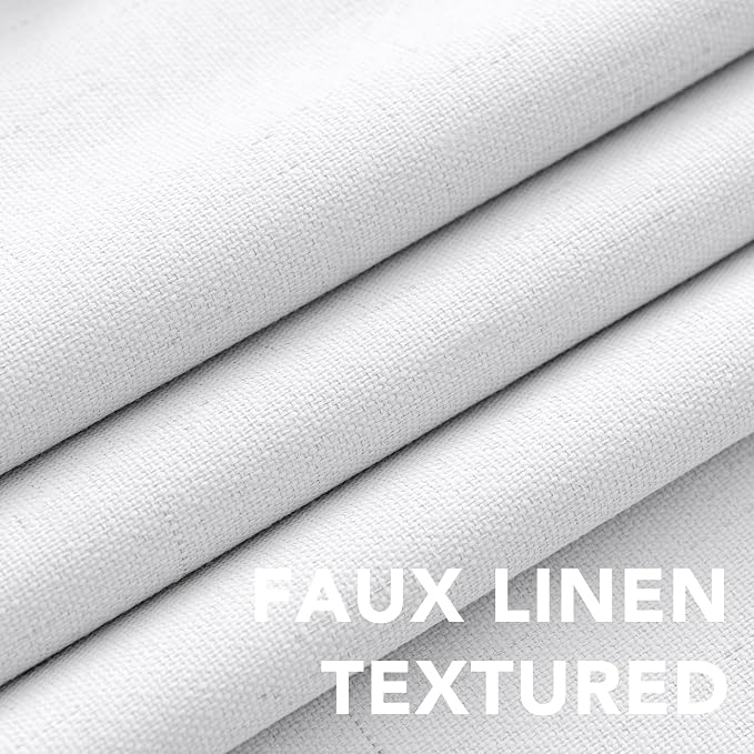 H.VERSAILTEX Primitive Linen Curtains 100% Blackout Curtain Drapes Burlap Curtains with White Thermal Insulated Liner, Grommet Top Curtain Living Room/Bedroom (2 Panels, 42 x 45 Inch, White)