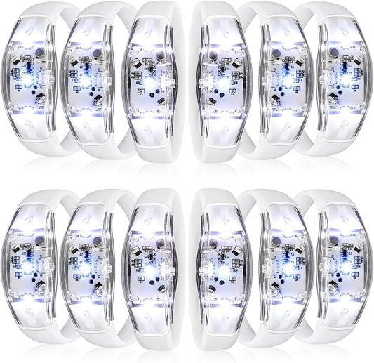 JellyArch 12 Pcs White LED Glow Bracelets, Sound Activated LED Bracelets for Wedding Reception Party Favors, Bridal Shower, Bachelorette Party, Rave, Concert, Birthday and Night Events