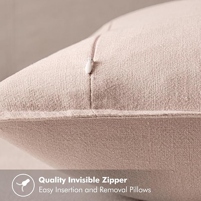 MIULEE Decorative Linen Euro Sham Pillow Covers 22x22 Inch Light Pink | Boho Farmhouse Neutral Couch Throw Pillows for Bed, Pack of 2 Accent Modern Pillowcases, Sofa Livingroom Home Decor