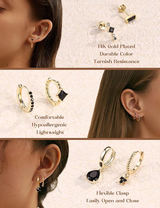 ORAZIO 20G Helix Piercing Jewelry Flat Back Cartilage Earrings for Women Surgical Stainless Steel Hypoallergenic Hoop Stud Earrings Set Tragus Helix Piercing Jewelry for Sensitive Ears Single Pc