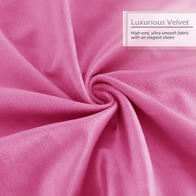 Nestl Throw Pillow Covers, Cozy Velvet Decorative Pillow Cases 24 x 24 Inches, Soft Solid Couch Pillow Covers for Sofa, Bed and Car, Set of 2 - Light Pink