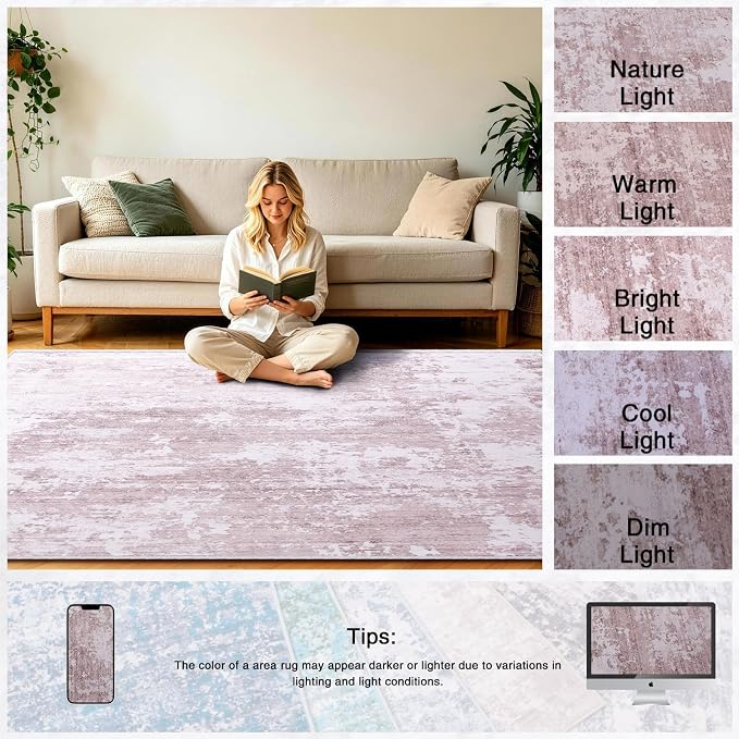 9x12 Area Rugs Living Room Rug Abstract Washable Rug Non-Slip Soft Low Pile Indoor Floor Stain Resistant Thin Carpet for Bedroom Dining Room Home Office Farmhouse Nursery - Navy Blue & Ivory 9' x 12'