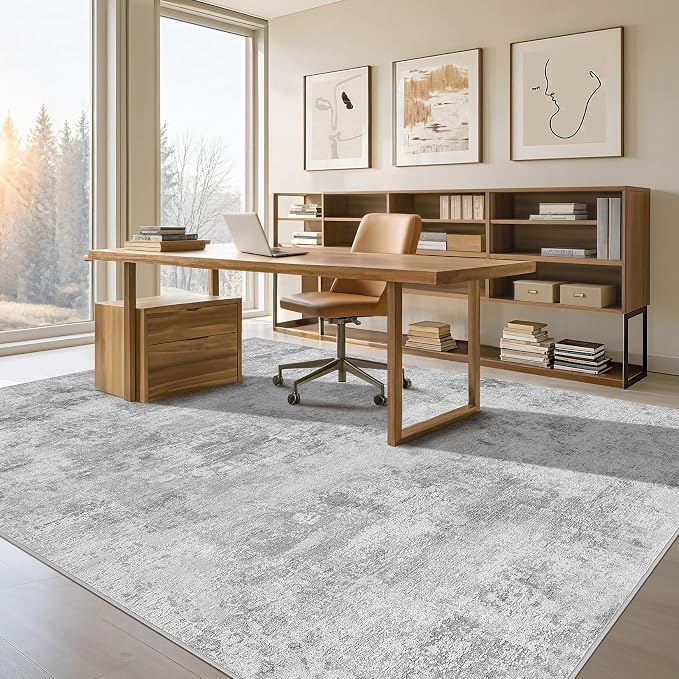 Tortania Area Rug Living Room Rugs - 8x10 Washable Large Soft Neutral Boho Moroccan Bohemian Farmhouse Rug Indoor Floor Carpet for Bedroom Under Dining Table Home Office Decor - Ivory Grey