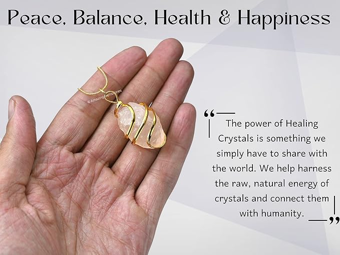 Amazing Gemstone Rose Quartz Crystal Necklace for Women - Premium Raw Healing Crystals for Gifts for Mom, Mothers, Teen Girls and Girlfriend